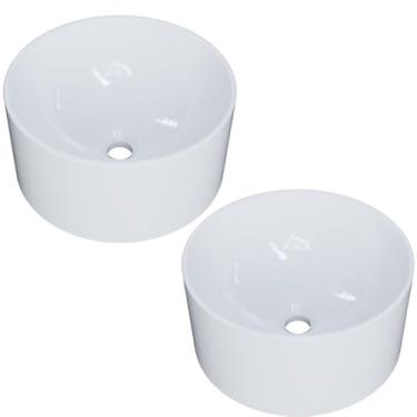 Imagem de Kit 02 Cubas de Apoio Redonda Para Banheiro Lavabo C01 BL30W Branco - Lyam