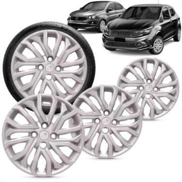 Imagem de Jogo 4 Calotas Argo Cronos Modelo 2022 Cubo Baixo Prata Aro 14