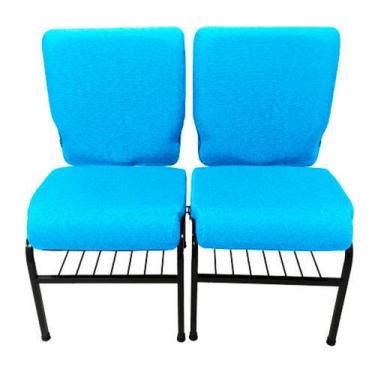Imagem de 02 Cadeiras para Igrejas c/ Porta Biblía e Porta Cálice Azul - Design 