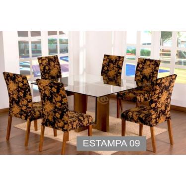 Imagem de Kit Capa de Cadeira Estampada Sala de Jantar 6 Unidades 100% poliester