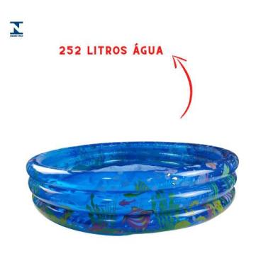 Imagem de Piscina Infantil Inflável Bebe 253 Litros 3 Anéis Fundo do M - Wellmix