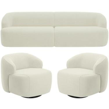 Imagem de Sofá 4 Lugares Curvo Orgânico com 02 Poltronas Para Sala Living 280cm 