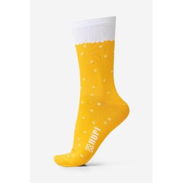 Imagem de Meia de Corrida Ciclismo HUPI Cerveja 36-42 Cano Médio, Amarelo, Branc