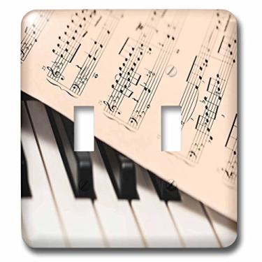 Imagem de 3dRose (lsp_255452_2) Imagem de interruptor duplo de closeup de piano e folha de música