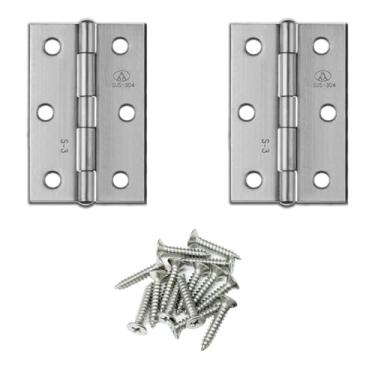 Imagem de Adiyer 2 peças de aço inoxidável 304 engrossadas dobradiças dobráveis de 7,6 cm dobradiças para móveis domésticos dobradiças de porta para caixa de porta tampa caixa de madeira baú (75 mm x 50 mm x 2