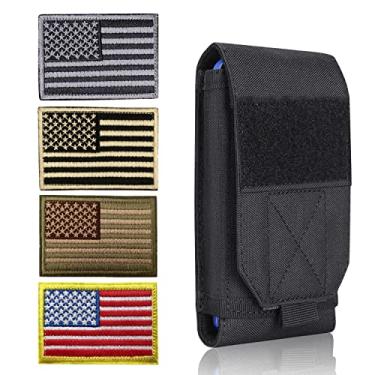 Imagem de Heyqie Capa preta tática Molle para celular, bolsa resistente à prova d'água para iPhone 11 12 13 Pro Max para Samsung S22 S21 S20 FE Note 20 A13 A12 A02S menos telefone de 6,7 polegadas com 4