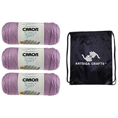 Imagem de Caron Simply Soft Collection BlackBerry H97COL-5 (3 novelos - mesmo lote de corante) Fio acrílico médio #4 penteado para crochê e tricô com bolsa de projeto