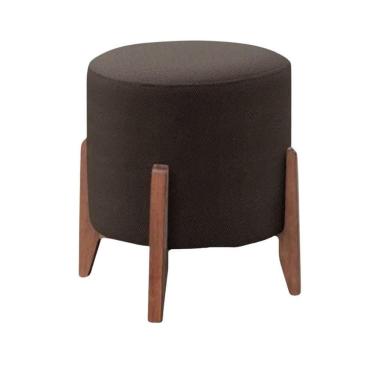 Imagem de Puff Estofado Decorativo Para Sala Redondo Paris Veludo Cor:marrom