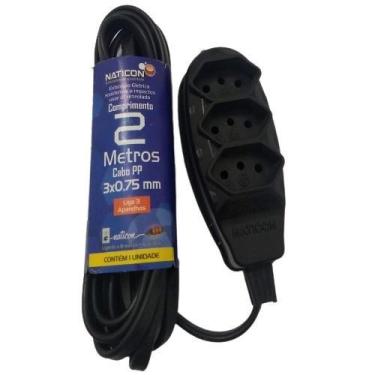 Imagem de Extensão Elétrica 2 Metros com 3 Tomadas Cabo PP 2P+T PP 2,0 x 0,75 - 