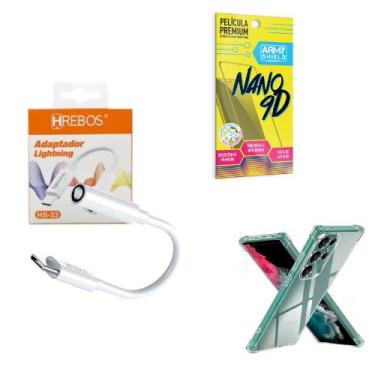 Imagem de Capinha Samsung S23Ultra + Adaptador P2 para Tipo C + Película 9D - Ar