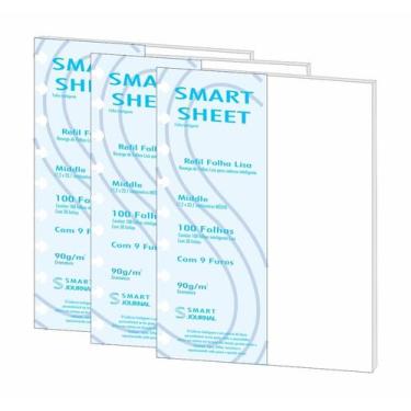 Imagem de Kit 3 Refil Caderno Inteligente 90g 100 Folhas Liso Medio - Best