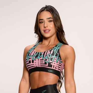 Imagem de Top Fitness Suplex Estampado Cruzado nas Costas Verde com Ro - LOT FIT