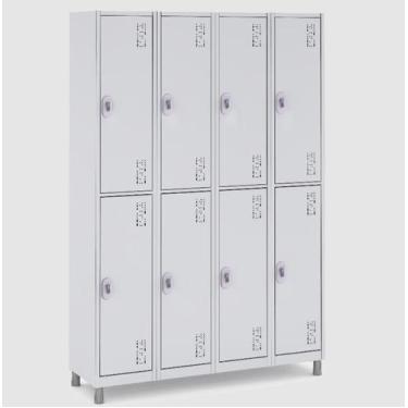Imagem de Roupeiro Aço 8 Portas Grande 191x128x40Cm Vestiário - W3, Cinza