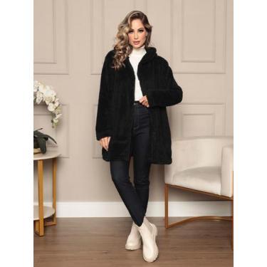 Imagem de casaco ted comprido forrado de pelo com capuz - MUNDO DAS CAMISAS , Pr