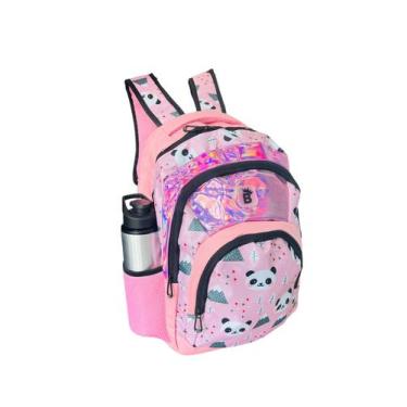 Imagem de Mochila Costas Panda Rosa Criança Feminina Escolar - Bezzter