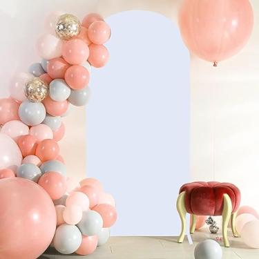 Imagem de FOTSHARER Capa de arco de casamento de lua de elastano branca 7,2 x 1,8 m de arco de parede de fundo redondo superior capa de pano de fundo personalizada Chiara capa de suporte de moldura para decoração de recepção de festa de casamento