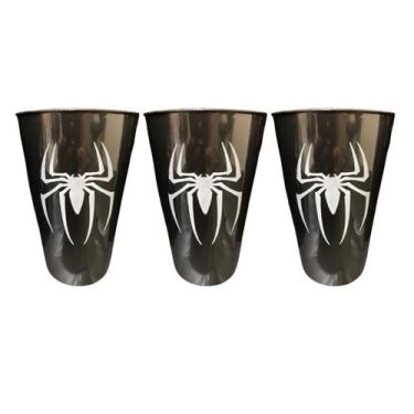Imagem de Kit 10 Copos Plásticos Preto Homem Aranha Festa Infantil - Eduardo