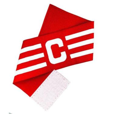 Imagem de Faixa de Capitão Vermelha e Branca Braçadeira Futebol Oficial - Estilo