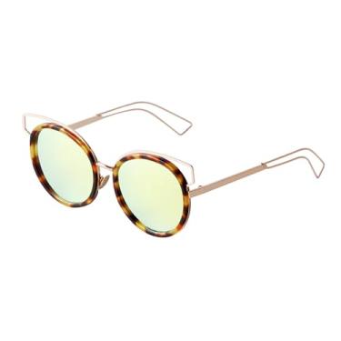 Imagem de Óculos de sol estilo olho de gato, espelhado de metal, feminino, armação de lente redonda, óculos steampunk, óculos de sol masculinos, UV400, C8, tamanho único