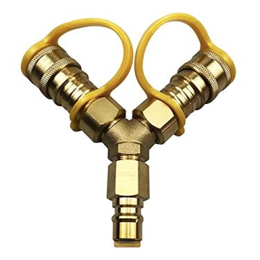 Imagem de iRomehony 3/8 Inch Y-Splitter Natural Gas Quick Connect Adapter Replacement for Weber Natural Gas Grill,Generator,Patio Heater,Pizza Oven, Patio Firepit,etc