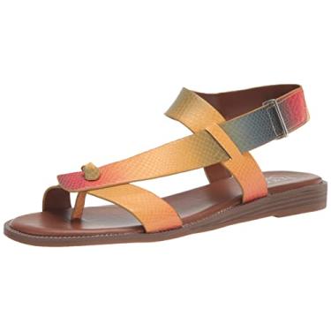 Imagem de Franco Sarto Sandálias rasteiras femininas Glenni com tira no tornozelo, Arco-íris Multi, 37