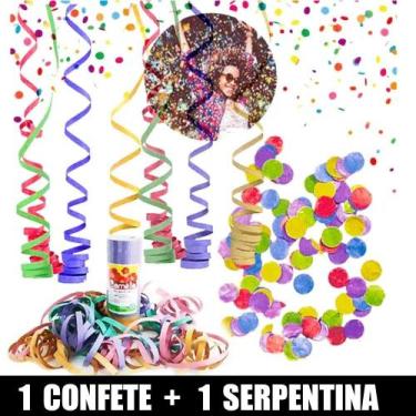 Imagem de Kit carnaval serpentinas + confetes coloridos festa folia  -1 pacote d