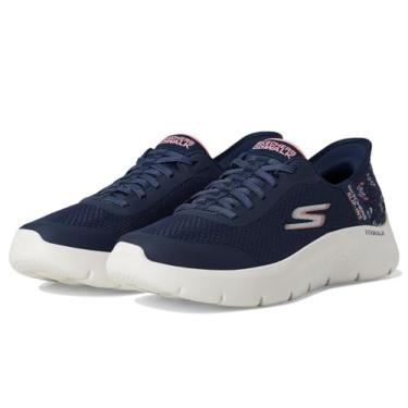 Imagem de Skechers Tênis feminino Go Walk Flex Eva Hands Free Slip-ins, Azul-marinho/rosa, 6 Wide