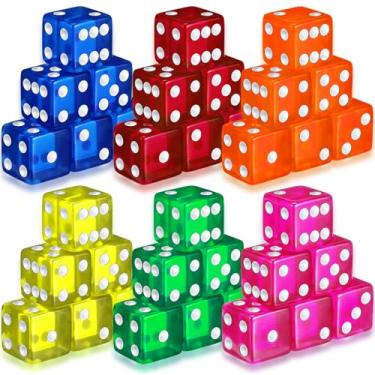 Imagem de Seenelling 36 Piece 19 mm Casino Style Craps Dice Sets Acrylic and Translucent D6 Dice, Square W/Rounded Edge for Casino, Craps, Table Games and Board Games(Fashion Color)