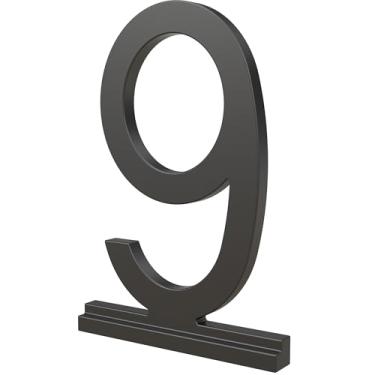 Imagem de Franklin Brass Derby (pacote com 1) "22.9 cm Números modernos de casas de metal para sistema personalizado em preto fosco | Placa numérica externa | Sinal de endereço personalizado resistente à