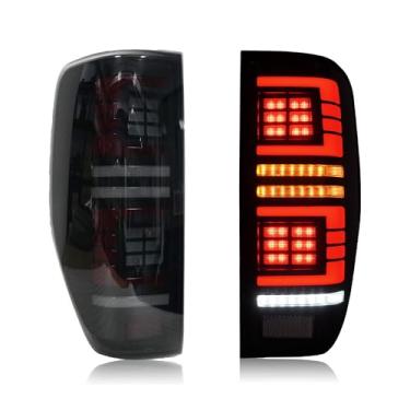 Imagem de KYSLFZ Conjunto de luzes traseiras adequado para Ford Ranger 2012-2019 T6 T7 T8 Luzes traseiras LED com partida dinâmica Plug and Play e fluxo de direção conjunto de luz traseira fumado