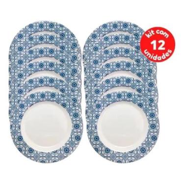 Imagem de Kit 12 Pratos Sobremesa Decorado Doce Festa Melamina 20cm - Sakes