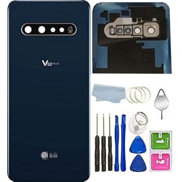 Imagem de Capa traseira de vidro V60 ThinQ para substituição com fita adesiva para LG V60 ThinQ V600 5G todos os modelos com cabo USB para tipo-c + ferramentas (azul clássico)