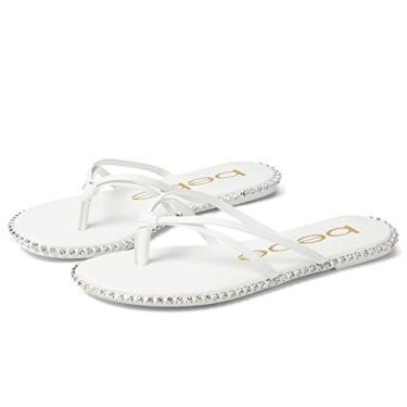 Imagem de bebe Chora – Chinelos femininos – Cabedal e forro feitos à mão – Palmilha acolchoada – Bico redondo com design de ponta, Branco, 39