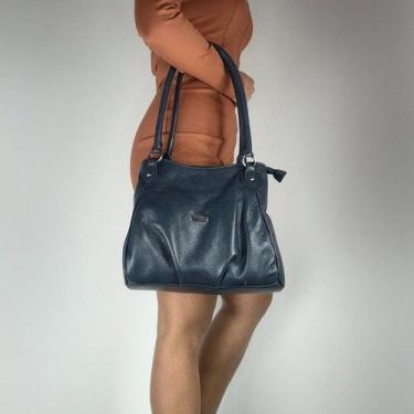 Imagem de Bolsa recuo em couro legítimo b.985, Azul marinho