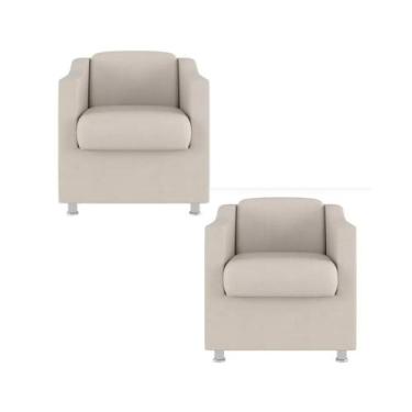 Imagem de Kit 2 Poltronas Decorativa Reforçada Recepção Clinica Salão Suede - JM