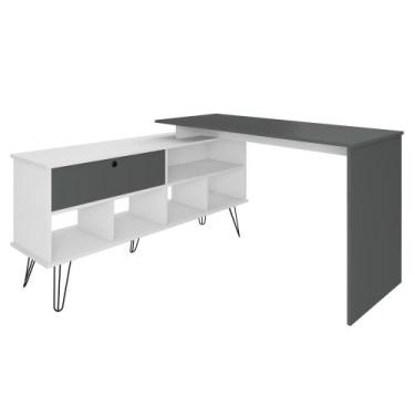 Imagem de Mesa Para Escritório Escrivaninha Em L Home Office Kalil A02 Branco Gr