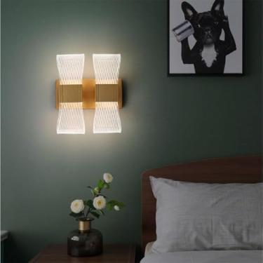 Imagem de Luminária de parede LED de acrílico de luxo com cabeça única e dupla para quarto, cabeceira, bar, cozinha, corredor, sala de jantar, estudo, escadas (18 * 20 cm)