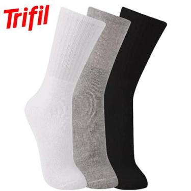 Imagem de 3 Pares Meias Esportivas Trifil 6313 Cano Longo Algodão Punho Soft uso