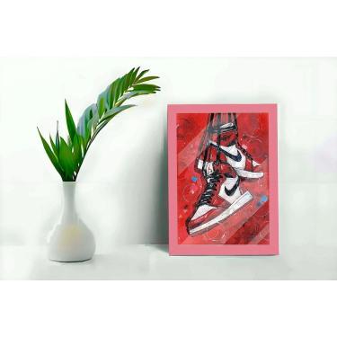 Imagem de Quadro Decorativo Tenis Jordan C/ Moldura e Vidro 33x25 A4