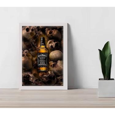Imagem de Quadro Decorativo Jack Daniels Skull Bar Restaurante C/Vidro