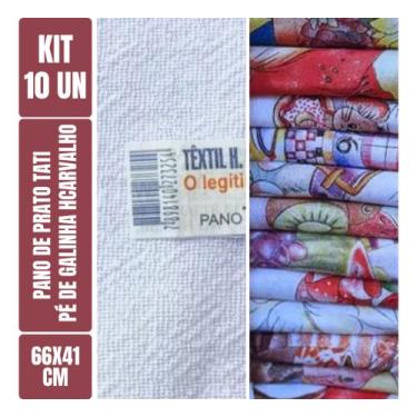 Imagem de Kit C/ 10 Un-Pano De Prato Pé De Galinha Estampado Tati Legítimo-66cm 