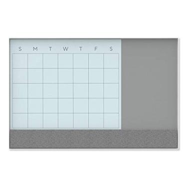 Imagem de U Brands Quadro de calendário 3 em 1 magnético de vidro apagável a seco, apenas para uso com ímãs de alta energia, 58 x 89 cm, moldura de alumínio branco (3197U00-01)