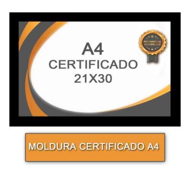 Imagem de Moldura para Quadro Certificado Com Vidro A4 21X30 - PRETO - Mania de 