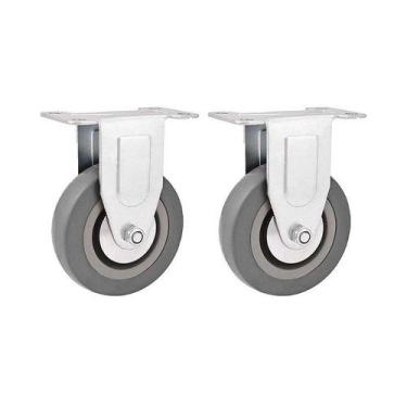 Imagem de Kit 2 un rodízio roda fixo borracha pvc cinza 4" 101mm - VONDER