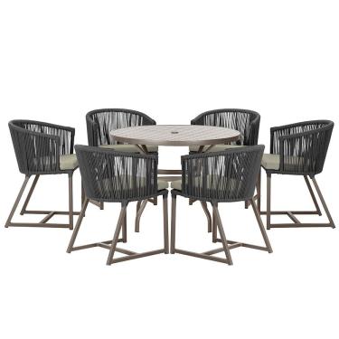 Imagem de Mesa com 6 Cadeiras de Jantar Roma 120cm e Noronha em Alumínio