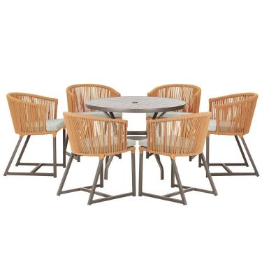 Imagem de Mesa com 6 Cadeiras de Jantar Roma 120cm e Noronha em Alumínio