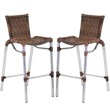 Imagem de 2 Banqueta Alumínio Fortaleza Alta Para Balcão, Cozinha Argila