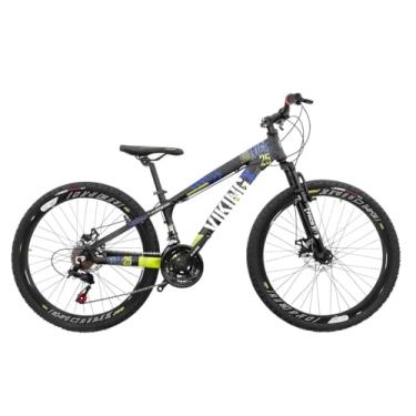 Imagem de Bicicleta Aro 26 Estilo Freeride Modelo Elite Com Quadro Viking Tuff X25 Aros Flay 18 Velocidades Suspensão Dianteira e Freios a Disco,Preto Amarelo