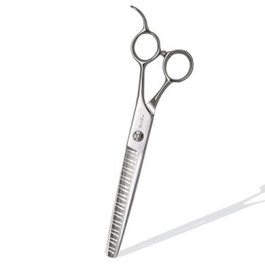 Imagem de 7 polegadas profissionais 24 dentes finar tesouras para cães tesouras de animais de estimação, ATS-314 tesouras de aço para cães grooming chunker, taxa de diluição de 80%