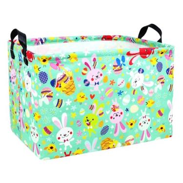 Imagem de MYFLOCY Grandes Cestas De Páscoa Para Crianças, Cesta Personalizada Meninos E Meninas, Presentes Armazenamento, Decoração Primavera (Coelho Dançante Verde)